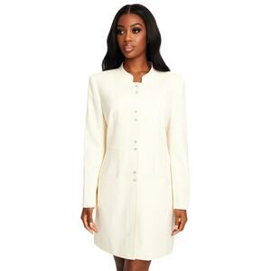 Tahari Arthur S. Levine Long Coat Women’s Size M White Button Front Dress Coat